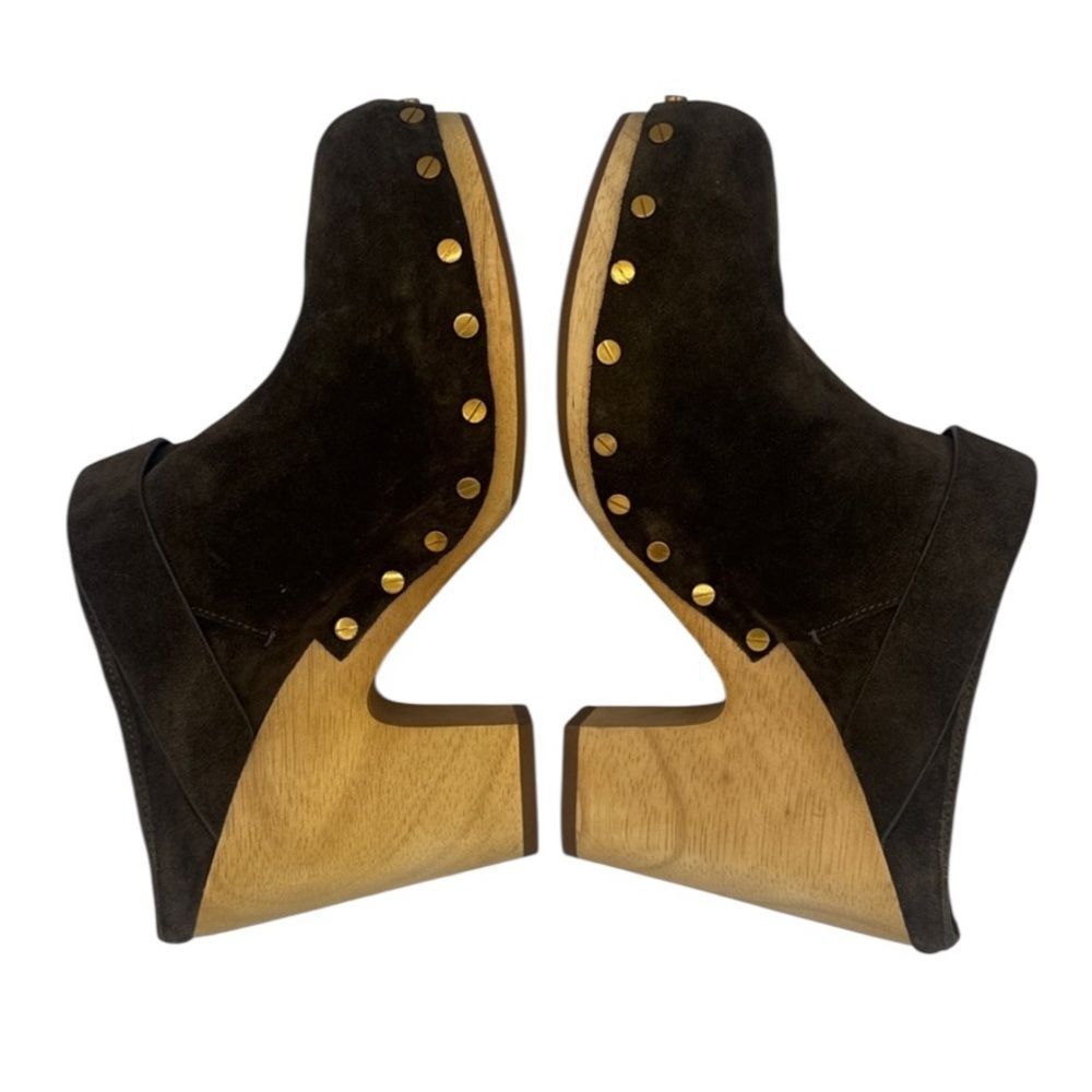 New VERONICA BEARD DACEY Buckle Clogs MULE PLATFORM Chocolate Brown SUEDE 9.5 - Picture 8 of 12